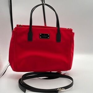 Kate Spade Vibrant Red Satchel with Black Accents